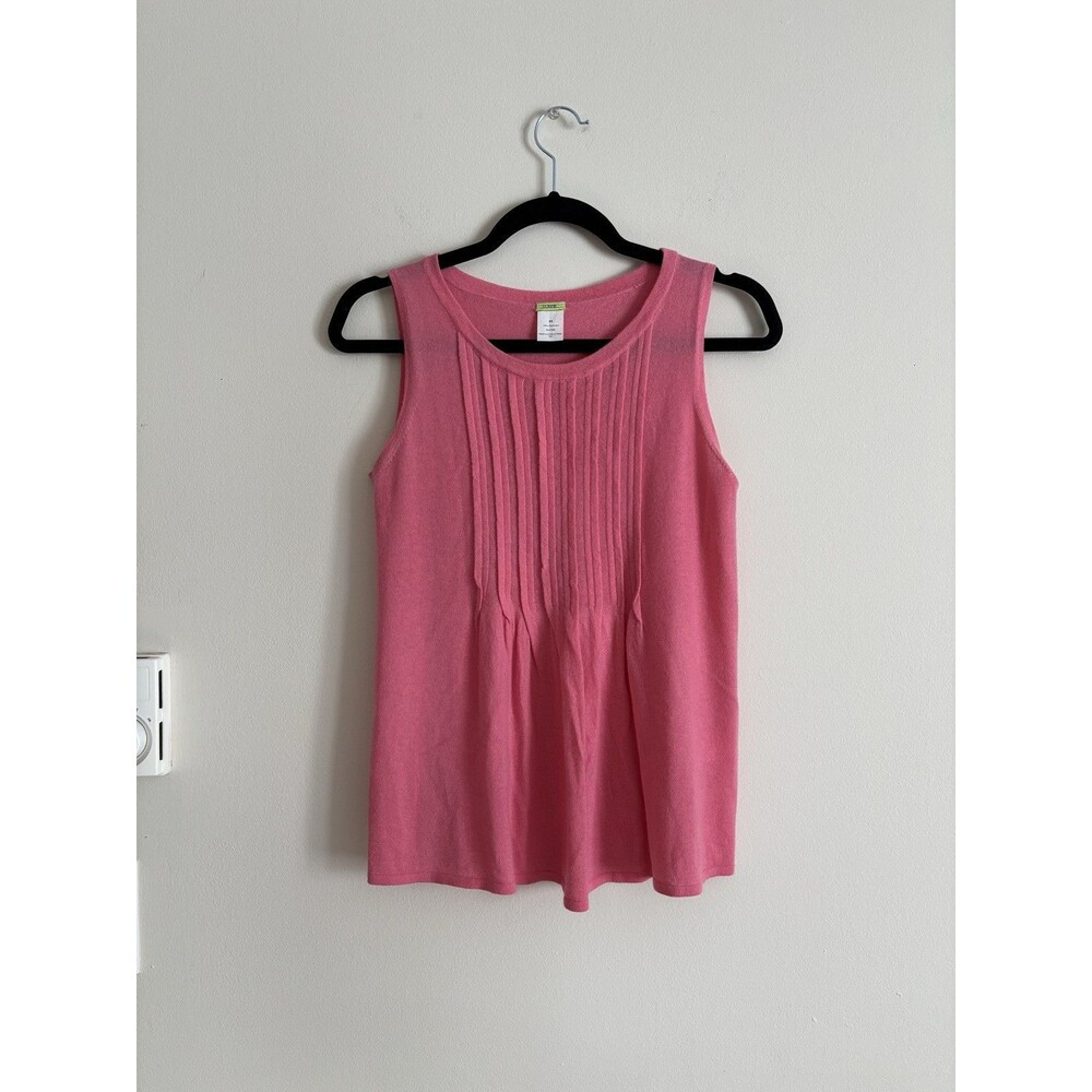 J.Crew Womens XS Cashmere Knit Top Pintuck Bright‎ Pink Preppy Spring Summer